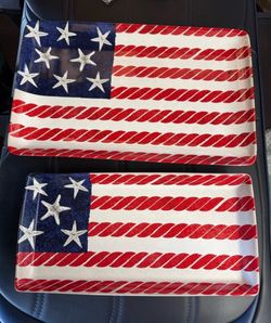 American Flag Serving Trays Set of 2