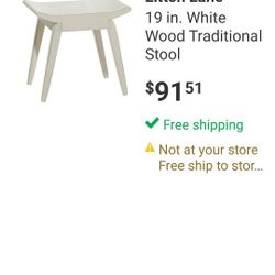 Zimlay White Wood Stool