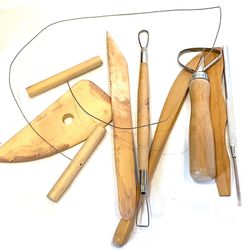 Lot Of Wooden Ceramic Sculpting Tools