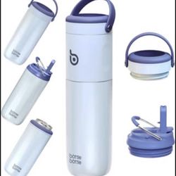 Brandnew Insulated Water Bottle for Sports with Straw,2 lids,18 oz 3IN1 Water Bottles for Slim Can Coolers and Kids Tumbler, Stainless Steel Metal Bot