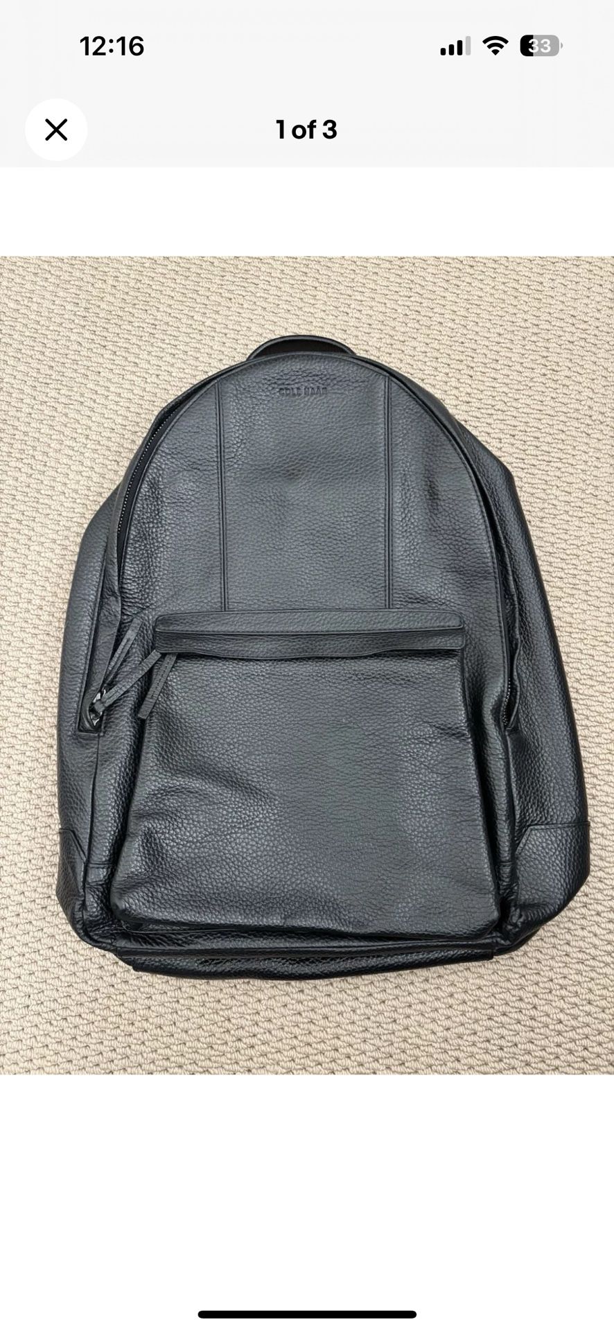 Cole Haan Black Leather Backpack