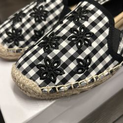 Isaac Mizrahi Live! 7.5 Gingham Espadrilles with Eyelet Embroidery Black 
