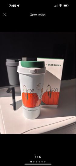Starbucks Peanuts Snoopy White Great Pumpkin Stainless Steel Tumbler 16oz NEW