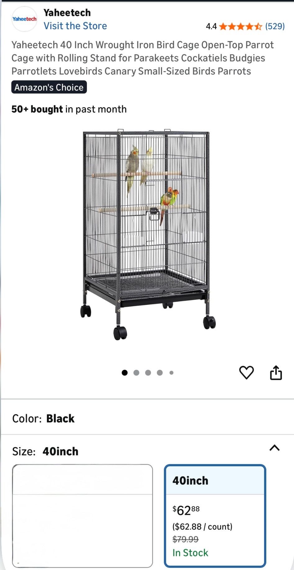 Rolling Bird Cage With Topper