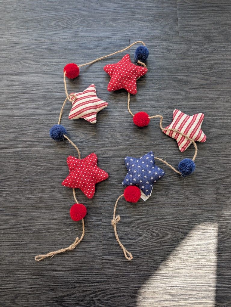 4th Of July Decor - Decorative Garland - Stars & Stripes - Patriotic