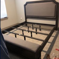 King Size Bed frame With Bench Storage 