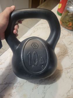 Black Cast Iron Vinyl Coated 10 LB. Strength Training Hand Weight Kettleball