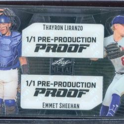 Really Nice and Rare Pair Of Leaf Metal Red Pulsar  And Proof Wave Earth  1/1 Thayron Liranzo and Emmet Sheehan Rookie Cards.. Both MINT!!!