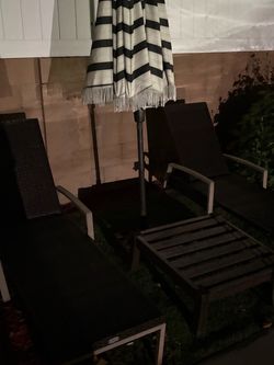 Chair and umbrellas