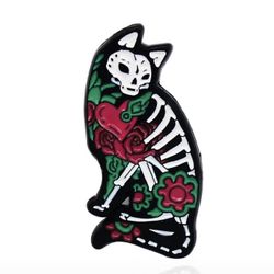 New - Enamel Pin Brooch - Skeleton Cat 🐈‍⬛  Womens Mens Jewelry Accessory 