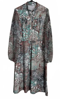 Vintage Floral Dress Size Extra Large XL Cottage Coquette Girl USA Blue Brown