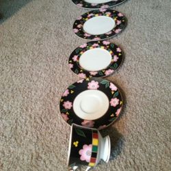 Mikasa Bone China Tea Ceremony black and pink