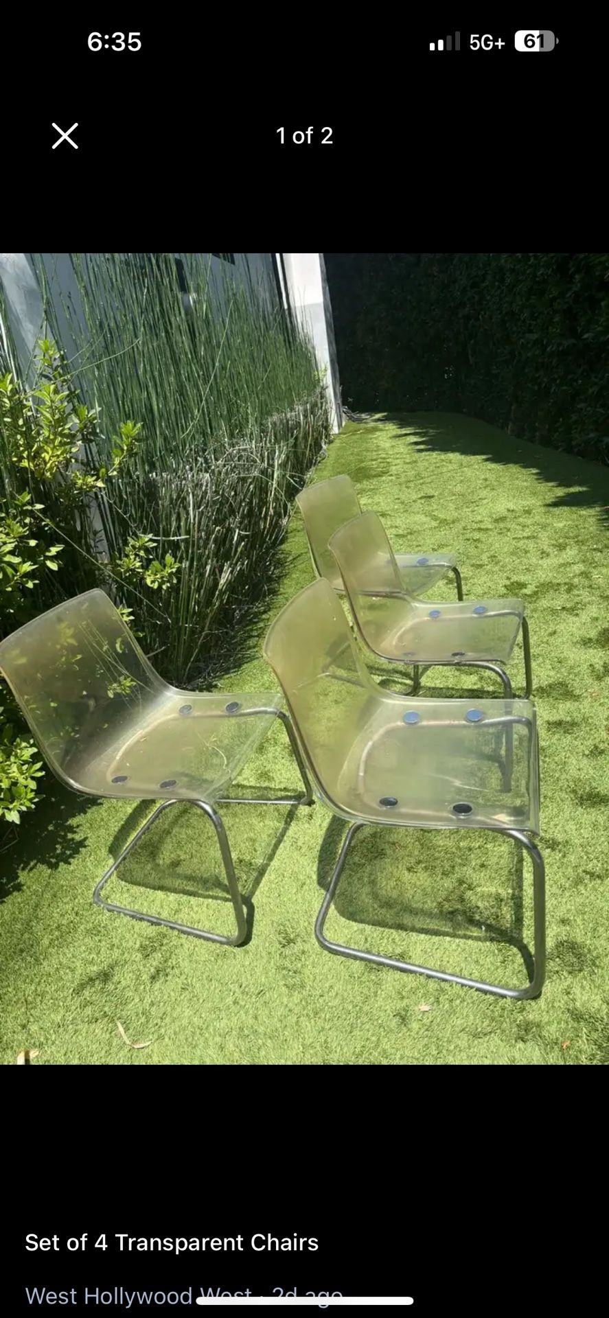 4 Clear Acrylic Chairs