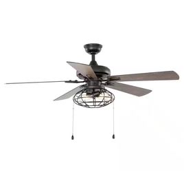 Ellard 52 in. LED Indoor Matte Black Ceiling Fan with Light