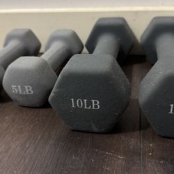 Neoprene Dumbbells Set – 5 lb + 10 lb Pairs – Great Condition (Astoria)