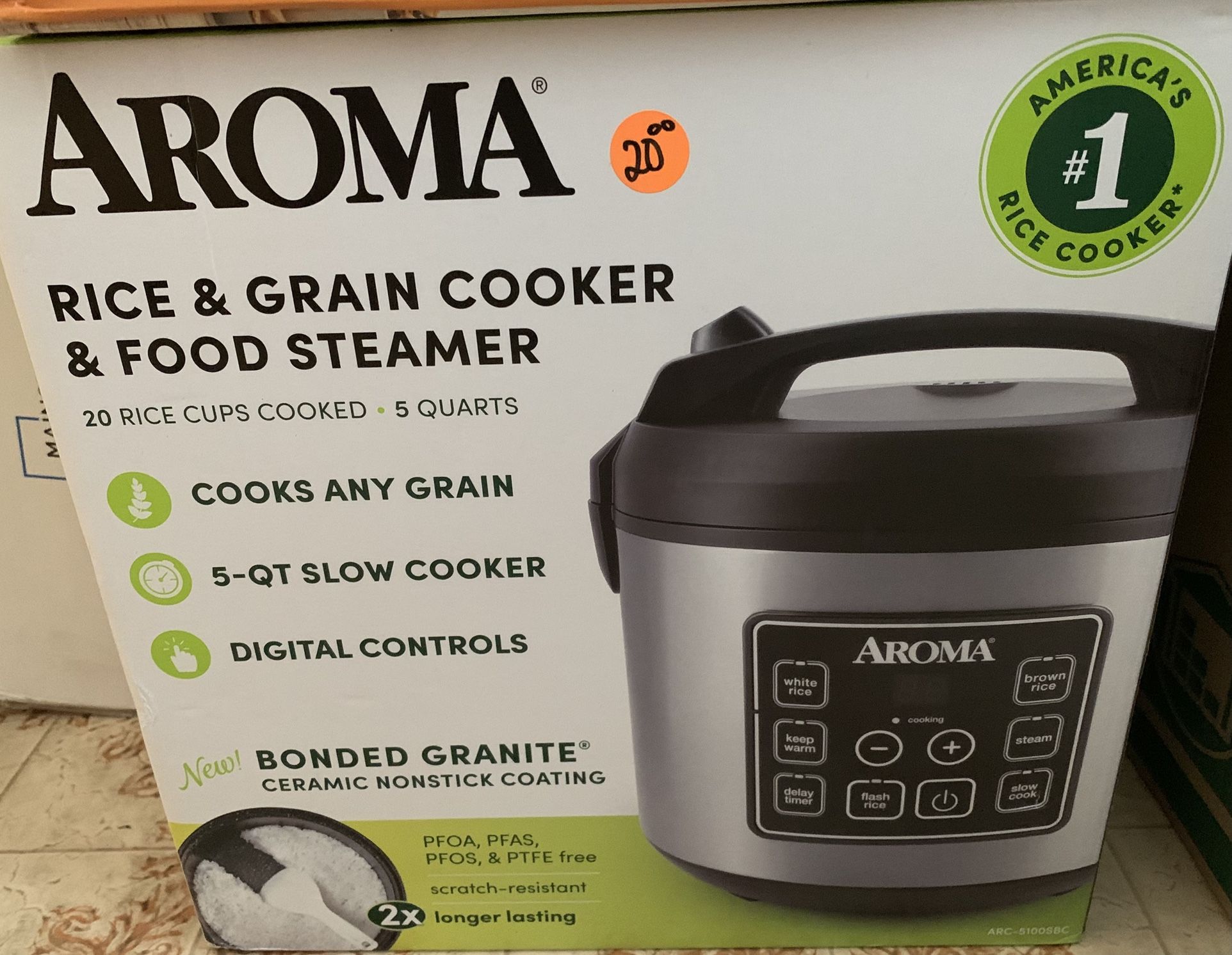 Aroma 5 Quart Rice Cooker/Food Steamer
