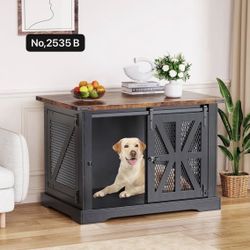 40" Farmhouse Dog Crate Furniture, Heavy Duty Dog Cage for Medium Large Dogs, Wood Dog Crate Dog Kennel Indoor with Double Doors, Chew Resistant End T