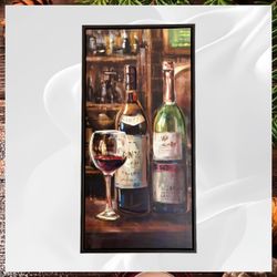 Framed Wine Bottles Canvas Wall Art