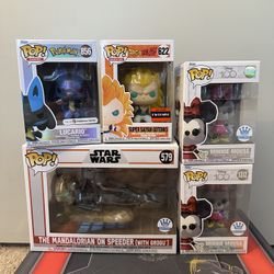 Funko Pop Lot - Pokemon Lucario, Dragon Ball Z, Mandalorian