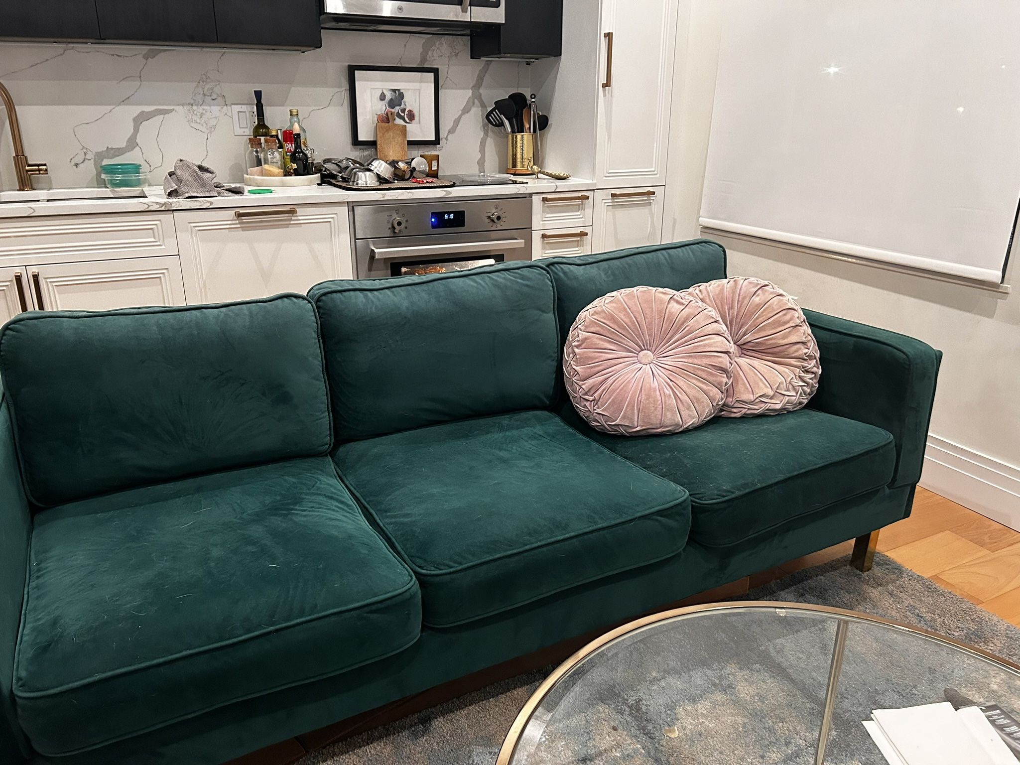 Emerald Green Velvet Couch