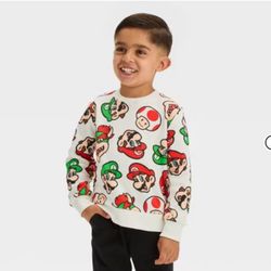 Toddler Boys' Super Mario and Friends Fleece Pullover size: 12 Months - Cream