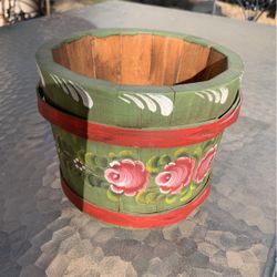 HAND Painted Wooden Planter 7.25” X 6” Tall