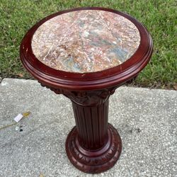 Marble And Wood Accent Table