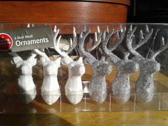 6 pack deer head ornaments