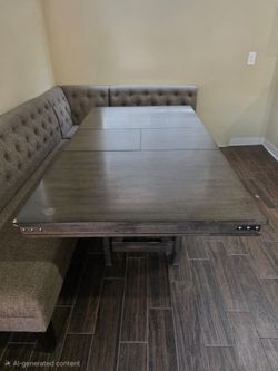 Rustic Dining Set: Table, L-Bench & 2 Tufted Chairs - $200