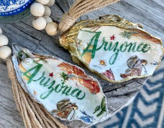 Handmade oyster shell ornaments – Arizona State/host hostess gift
