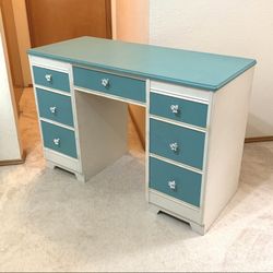 Blue And White Desk / Vanity