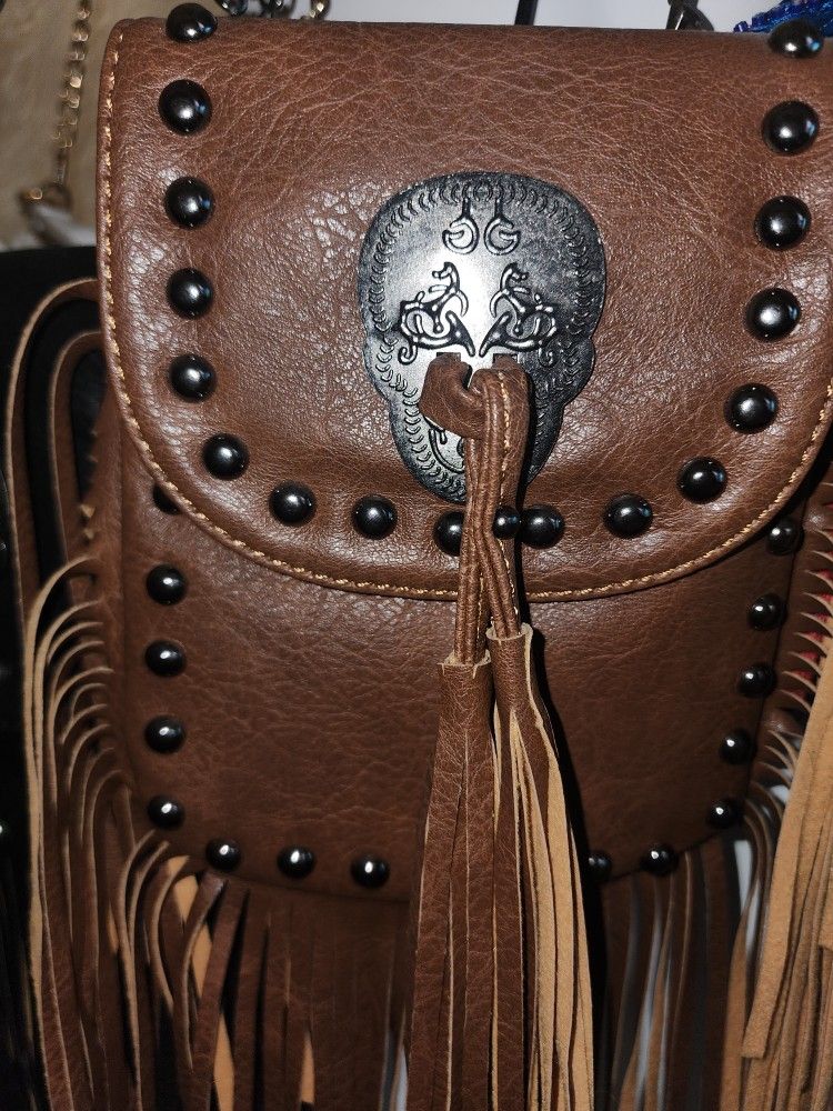 Brown Fringe Crossbody Purse