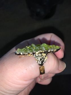 Beautiful Vintage Peridot Stone On Rose gold Dusted Adjustable Band