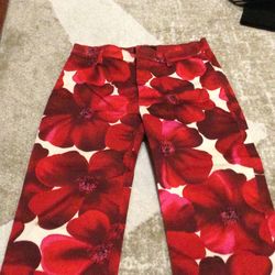 Guess Red Foral Jeans