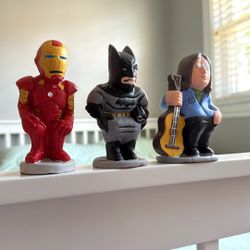 3 CAGANER CLAY POOPING FIGURES FROM SPAIN - BATMAN, IRON MAN, JOHN LENNON