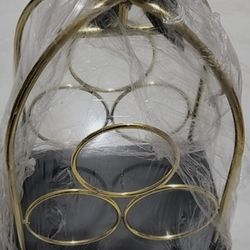 Wine Rack Holder For Three Bottles With Wheels On The Bottom