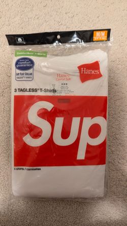 Supreme Hanes Tagless 3 Pack White T-shirt Size L