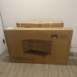 CAMMOO 48" Heavy Duty Dog Crate Cage with 4 Lockable Wheels for Indoor & Outdoor,XL Kennel for Large Dog,Max Load 300Lbs