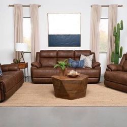 **SUPER SALE** Beautiful Rich Brown Faux Leather Sofa with Extra Cushion Seats! Best Prices! 