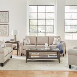 Brand New 2PC Oatmeal Sofa and Loveseat Set