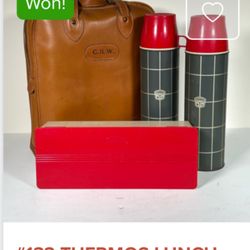Original And Excellent 1960S Double Thermos With A Snack Pack And A Leather Bag To Go With It