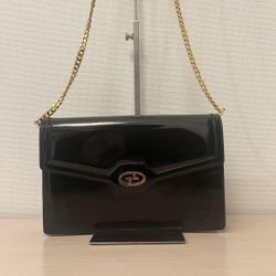 Dupplicate Vintage 𝐆𝐔𝐂𝐂𝐈  Hysteria Chain Shoulder Bag Leather Black GG Logo Italy