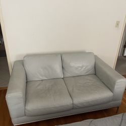 White Leather Couch Love Seat 