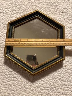 E.A. Riba Co. Inc. Vintage Hexagon Gold and Black Wood Framed Mirror