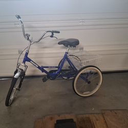 Adult Tri Rad Tricycle Mantis 16" Bike  Folding Blue Bike  4th of July Parade Ready