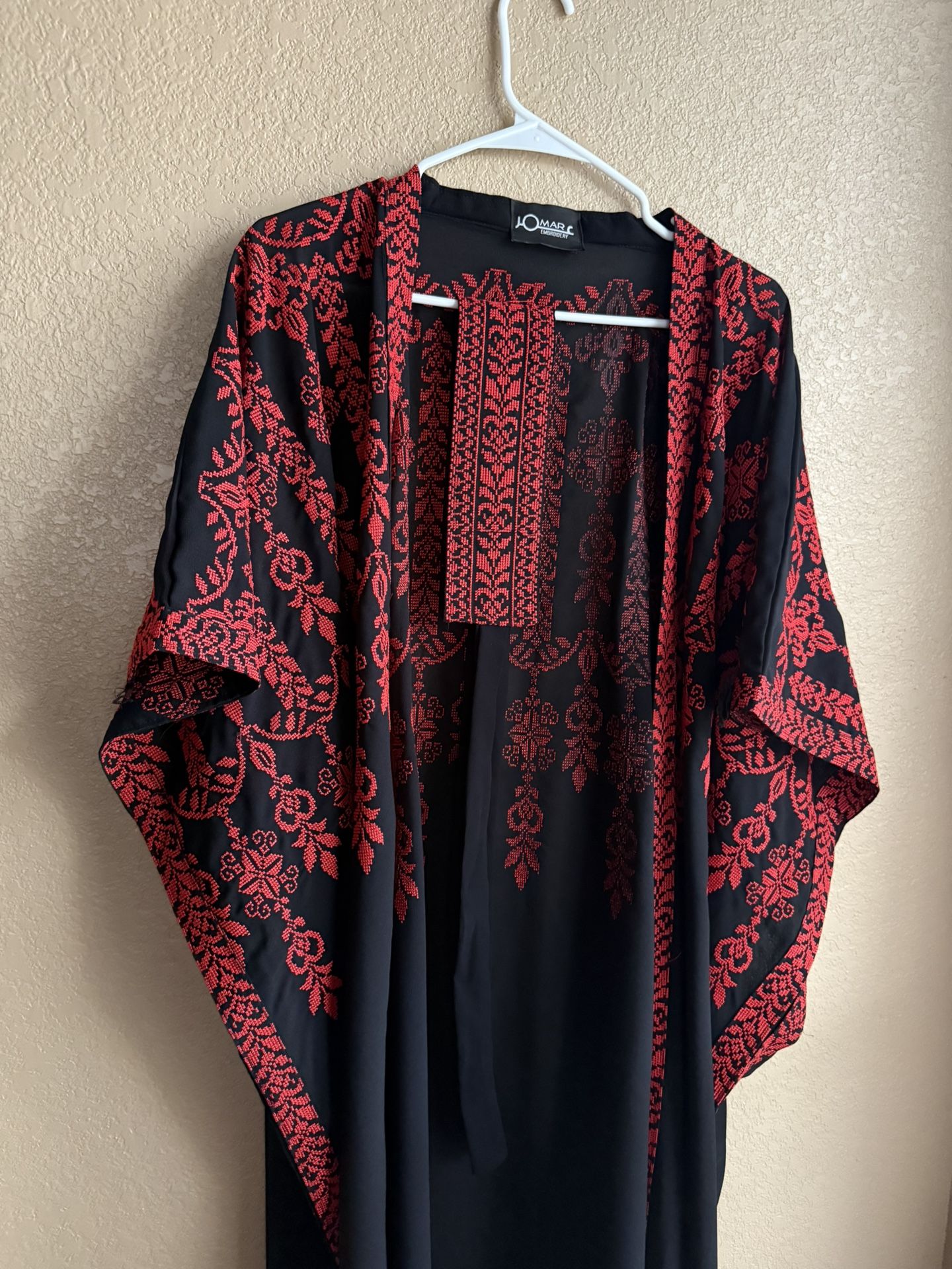 Gorgeous new not used black and red embroidery Cape