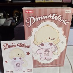POP MART Dimoo World Crush on Coffee Soft-faced Plush Keychain Blind Box 