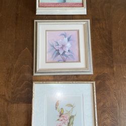 3 Paintings Framed Wall Art Decor Bundle $60