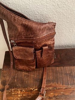 New Distressed Brown Leather Crossbody Bag