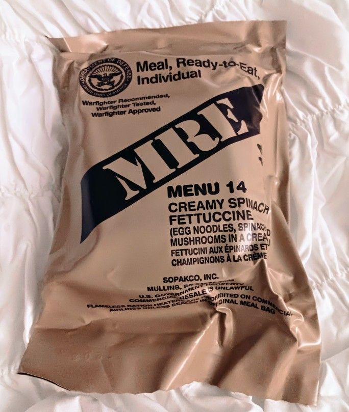MRE Meal Creamy Spinach Fettuccine, Menu 14